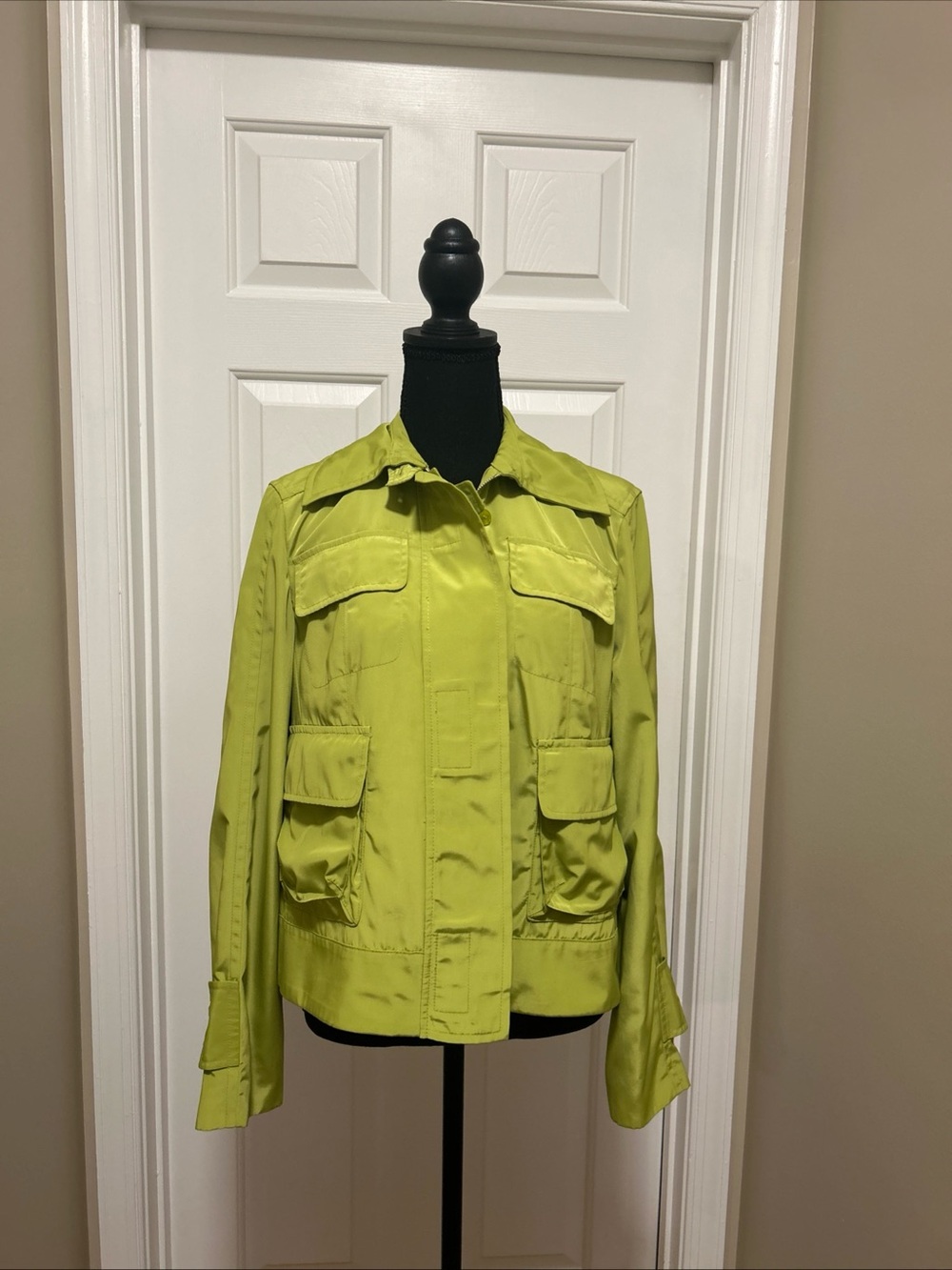 Jones New York Lime Green Utility Jacket with Flap Pockets